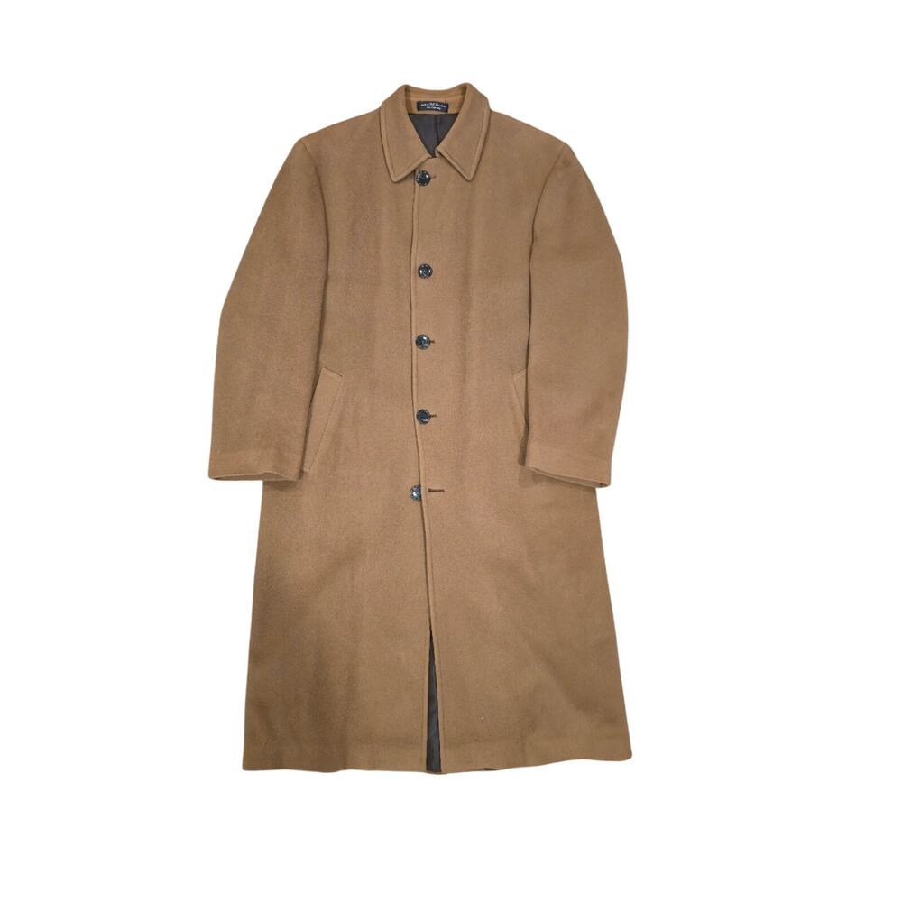 Lauren Ralph Lauren Camel Cashmere Wool Overcoat Mens 42L Long Italy Fabric